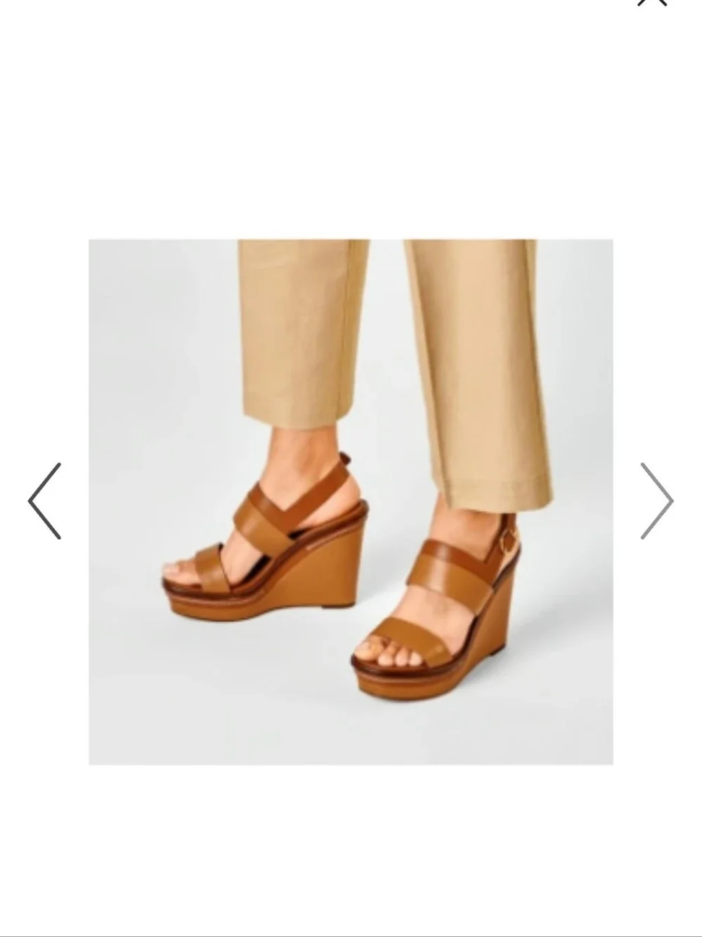 Tory Burch ~SELBY 120mm Selby Wedge Sandals Brown Camel Leather